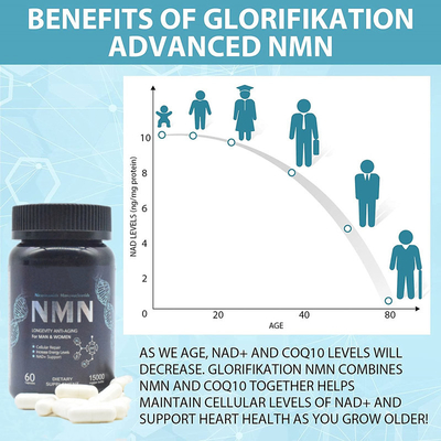 Tăng tuổi thọ Viên nang 600mg Nmn nguyên chất Bổ sung Năng lượng