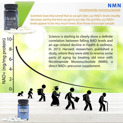 Tăng tuổi thọ Viên nang 600mg Nmn nguyên chất Bổ sung Năng lượng