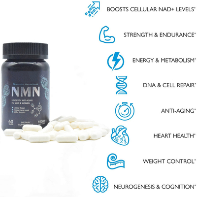 Tăng tuổi thọ Viên nang 600mg Nmn nguyên chất Bổ sung Năng lượng